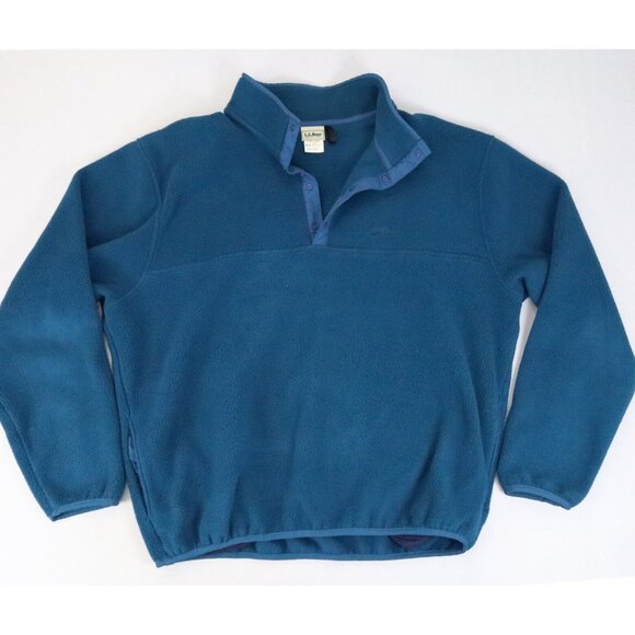 Vintage LL Bean Snap-T Fleece Pullover Jacket Men L-Tall Pockets Longsleeve Logo - Picture 1 of 7
